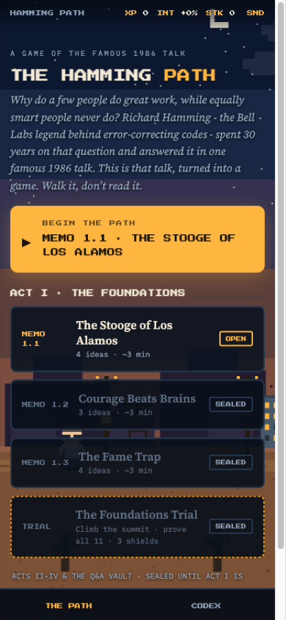 Storywalk title screen with the first chapter ready to play